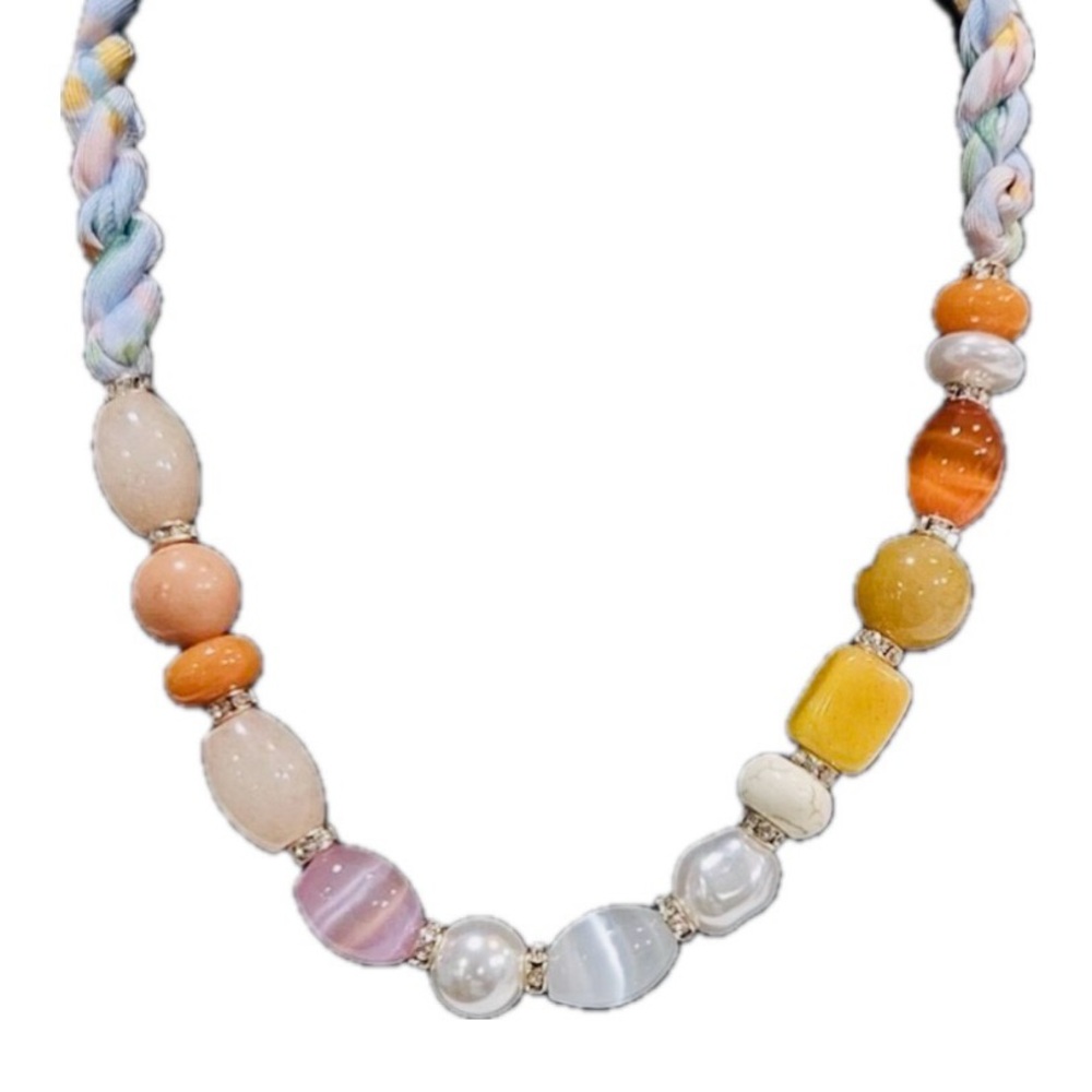 NWT ⚜️💖⚜️ Piper K Genuine Stones & Glass Pearls Multicolor Beaded Necklace